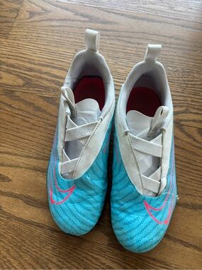 Nike Kids Aqua Sneakers with Pink Swoosh